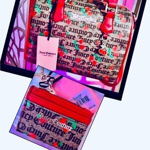 BNWT JUICY COUTURE CHERRY CHESTNUT CHINO BAG AND MATCHING CARD HOLDER